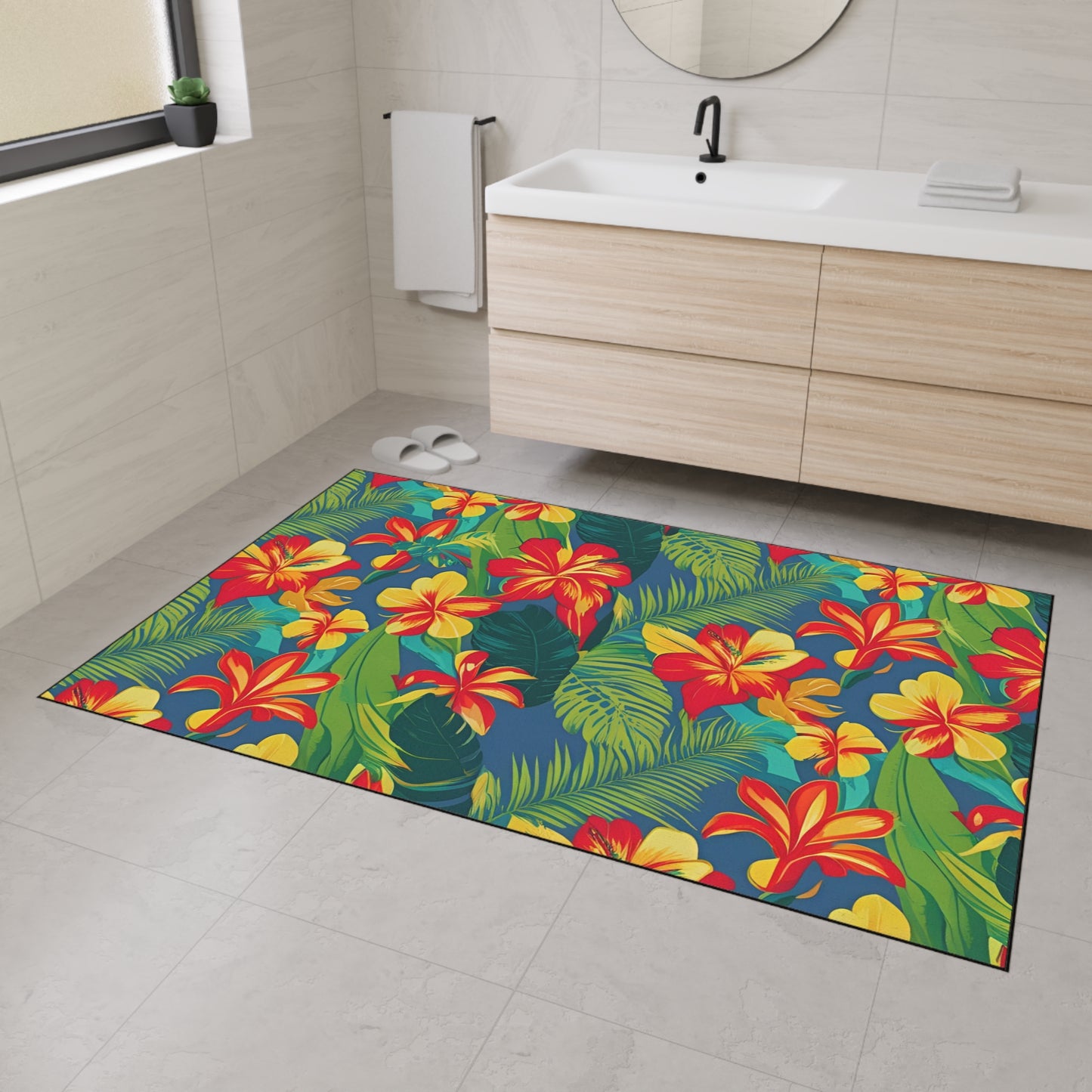 Decorative Heavy Duty Non-Slip Floor Mat Stylish Design Perfect for Entryway Kitchen Décor Garage Rug Tropical Bathroom Floor Door Mat