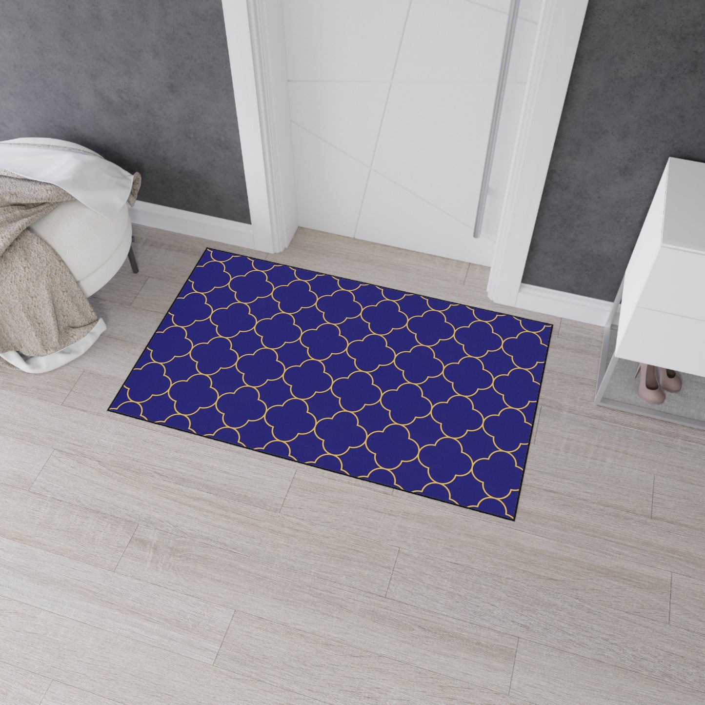 Decorative Heavy Duty Non-Slip Floor Mat Stylish Design Perfect for Entryway Kitchen Décor Blue Geometric Design Blue Rug Bathroom Mat