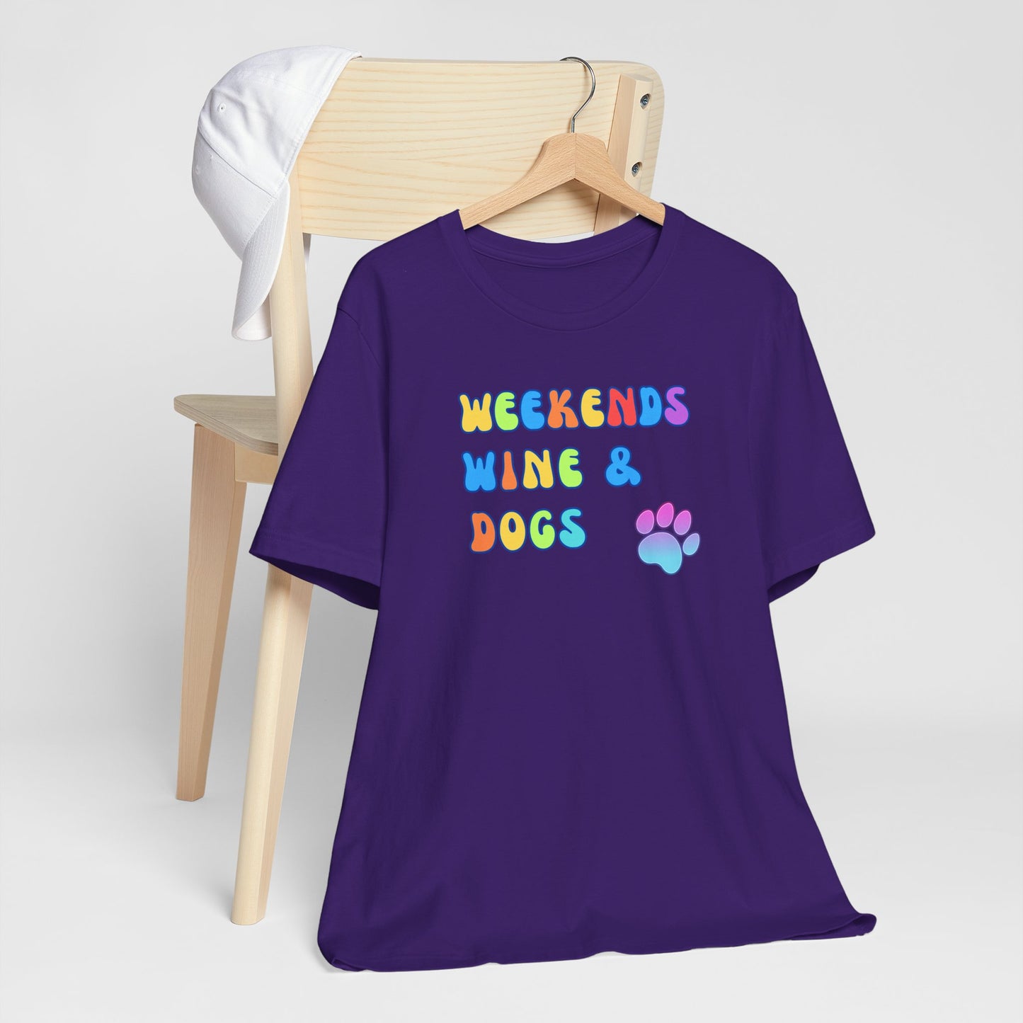 Weekends Wine and Dogs T-shirt | Unisex Funny Culinary Foodie Wine Lover Gift | Dog Lover Shirt |