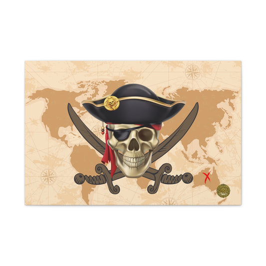 Pirate Print Wall Art | Matte Canvas, Stretched, 1.25" | Nautical | Swords | Skull | Anime |