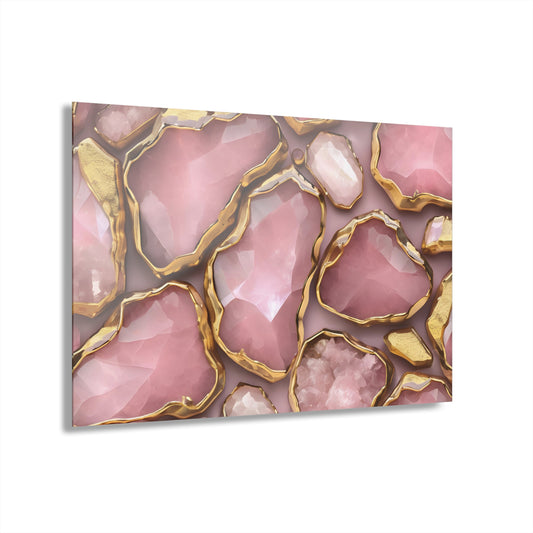 Large Pink Quartz-Inspired Design Acrylic Print with French Cleat Nature Rock Lover Wall Art Lover Gift Artwork Modern Home Decor