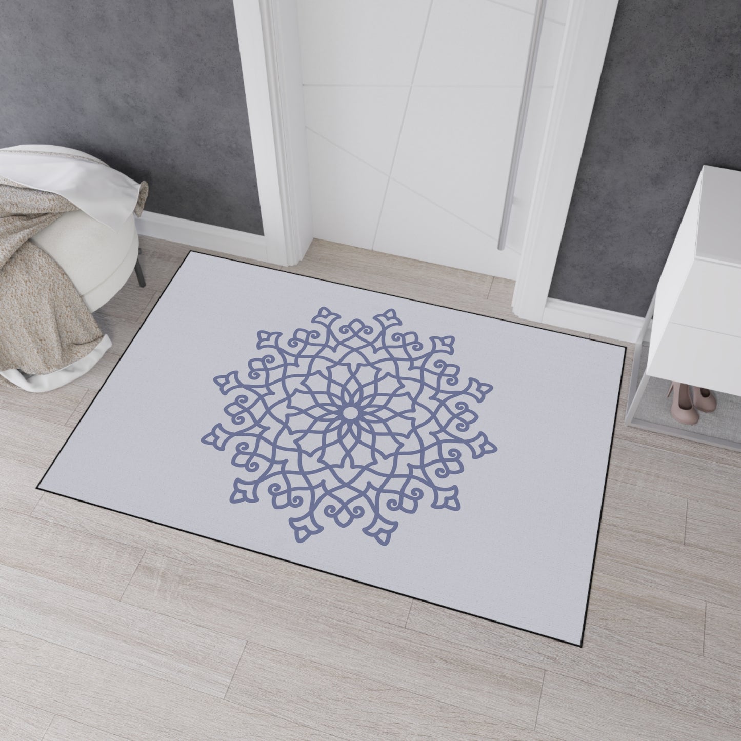 Decorative Heavy Duty Non-Slip Floor Mat Stylish Design Perfect for Entryway Kitchen Décor Grey Geometric Floral Design Rug Bathroom Mat