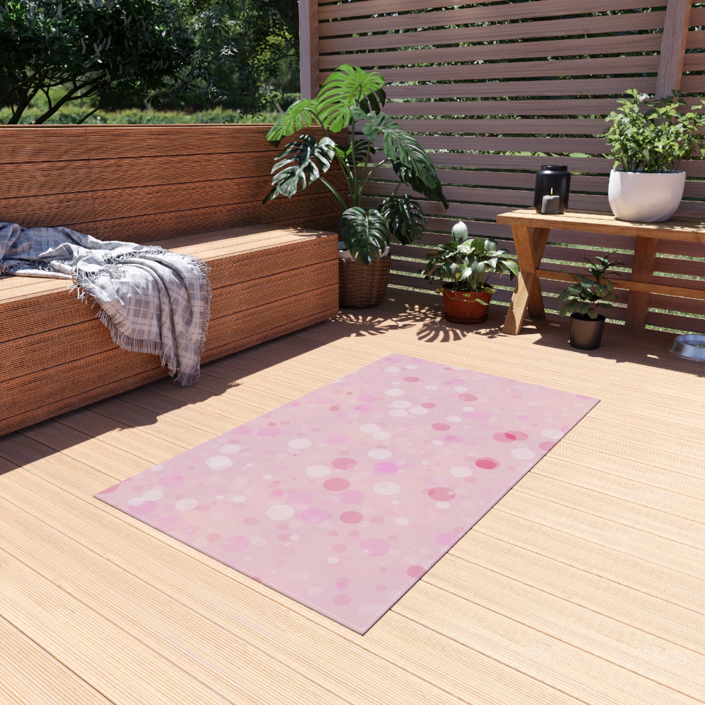 Pink Chenille Outdoor Rug with No-Skid Backing Cozy Outdoor Carpet Patio Decor Gazebo Rug Pool Area Decor Outdoor Kitchen Carpet