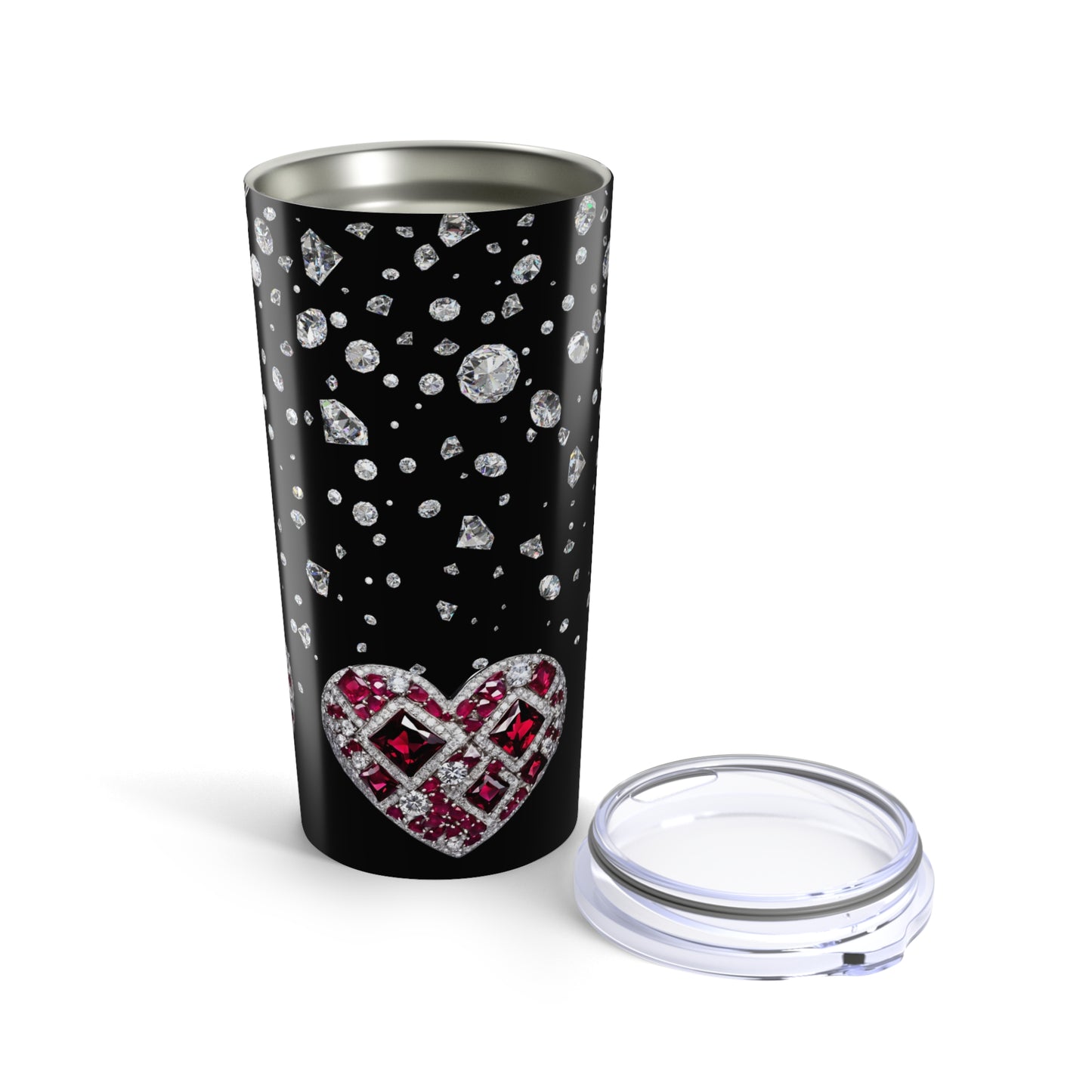 Ruby and Diamond Hearts Tumbler Valentine's Gift for Her Love Friendship Gift Tumbler Gemstone Lover Rhinestone Crystal Design Tumbler