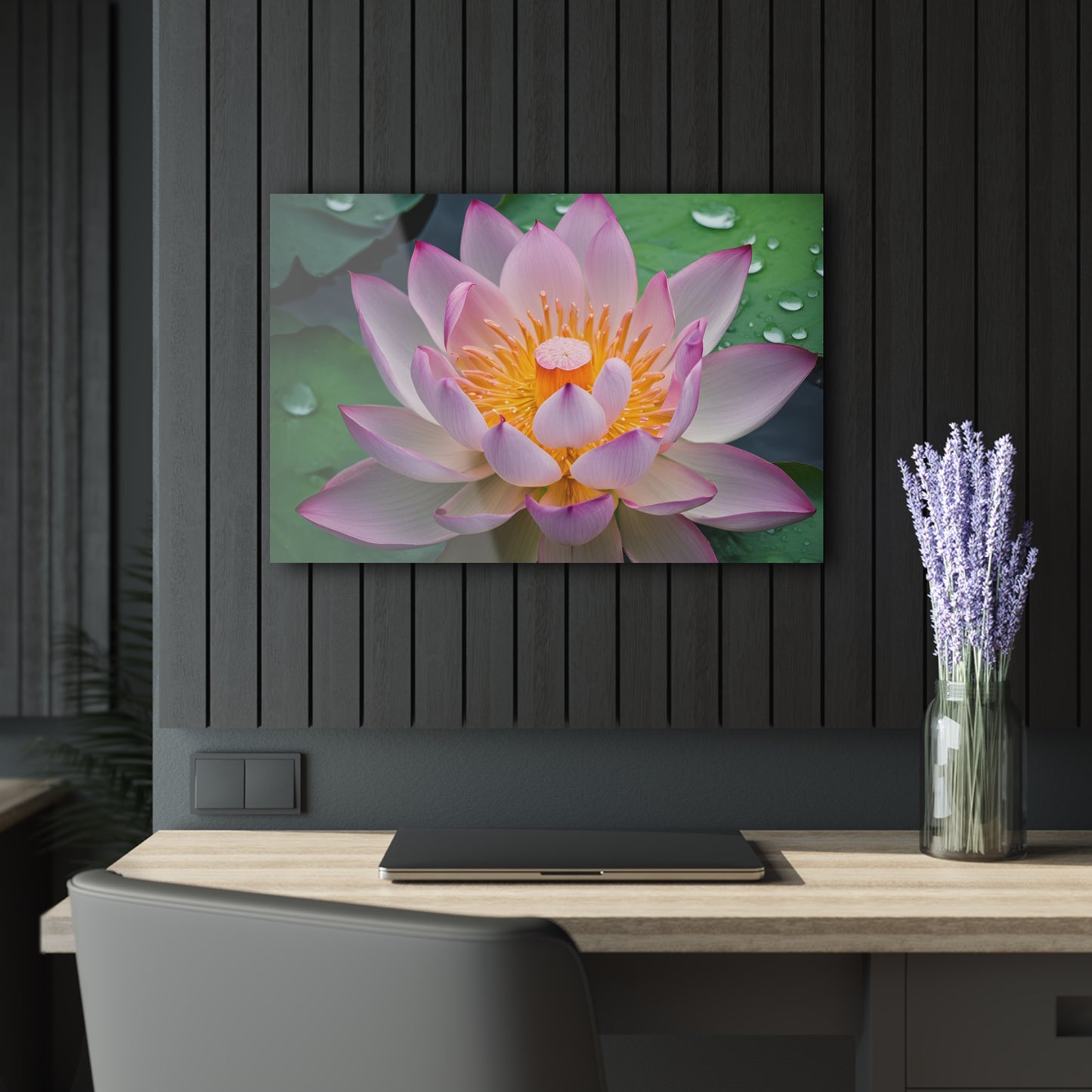 Large Lotus Blossom Floral Design Acrylic Print with French Cleat Nature Lover Wall Art Flower Lover Gift Artwork Modern Garden Home Decor