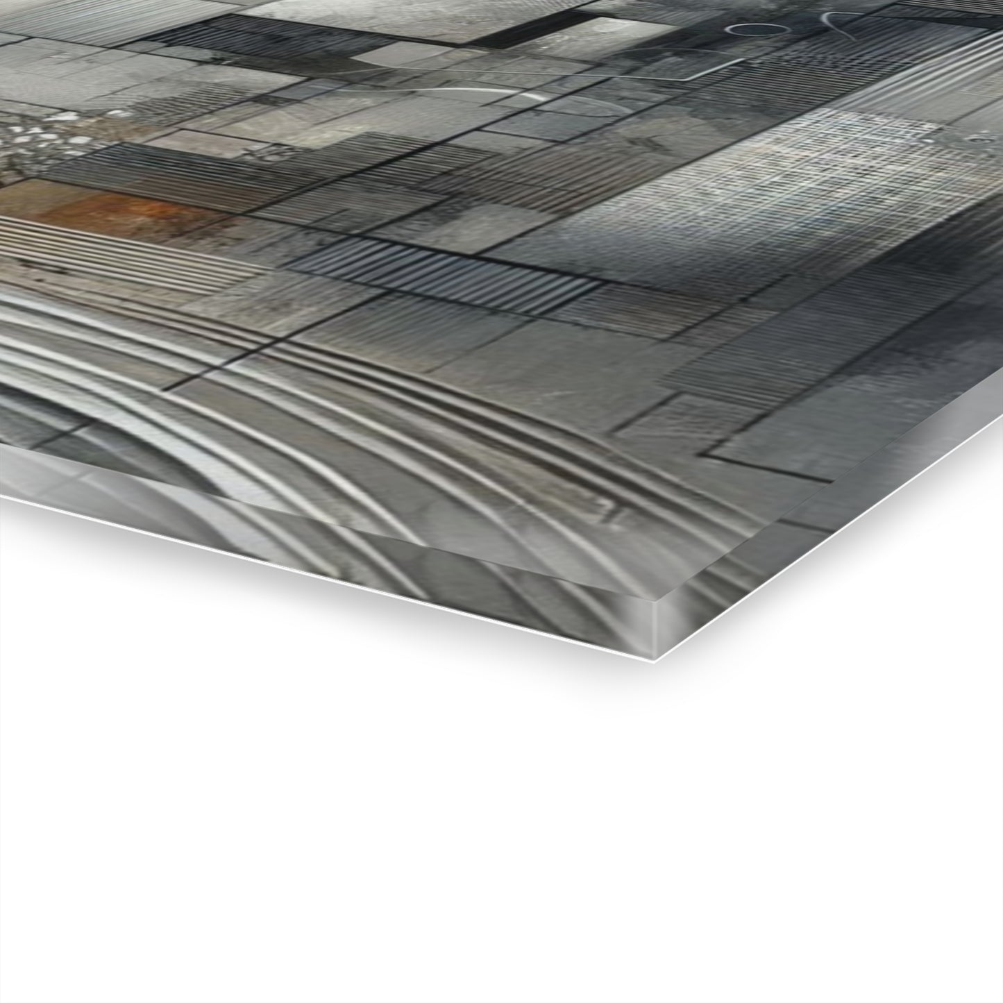 Abstract Modern Art Design Acrylic Print with Full Moon Downtown Art White Cityscape Nature Wall Art Relaxing Contemporary Artwork