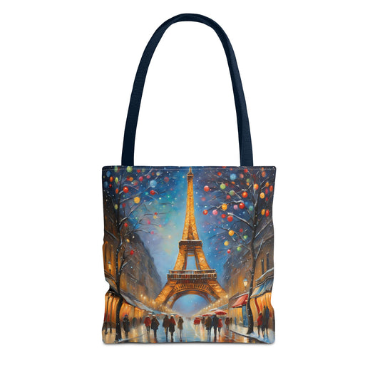 Eiffel Tower Tote Bag Winter in Paris Shopping Bag Cottage Core Gift Bag World Traveler Christmas Gift