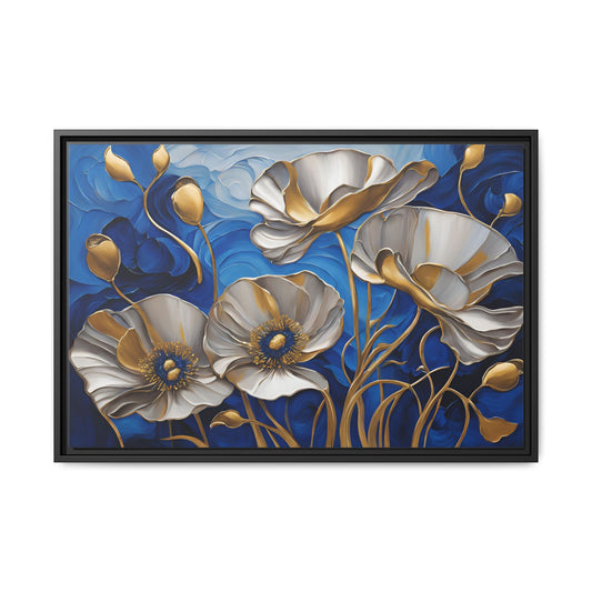 Poppy Print Floral Design Unique Framed Canvas Print Wall Art Flower Lover Gift Nature Gift Wildflower Contemporary Decor 3 frame colors