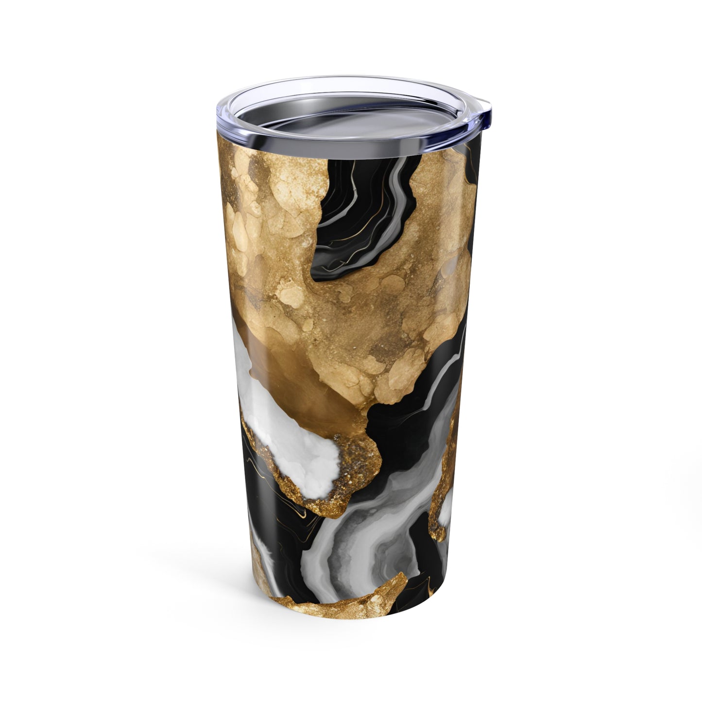 Black, White and Gold Geode Design 20 oz Tumbler Nature Lover Gift Geology Rock Lover Insulated Stainless Hot or Cold Marble Design Tumbler