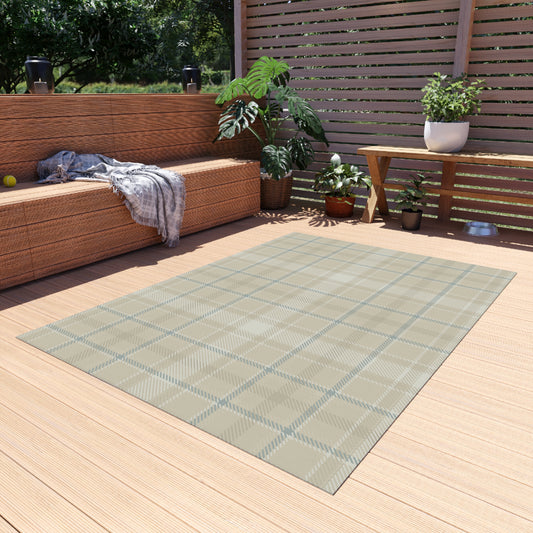 Checker Pattern Chenille Outdoor Rug with No-Skid Backing Cozy Outdoor Carpet Patio Decor Gazebo Rug Pool Area Decor Outdoor Kitchen Carpet