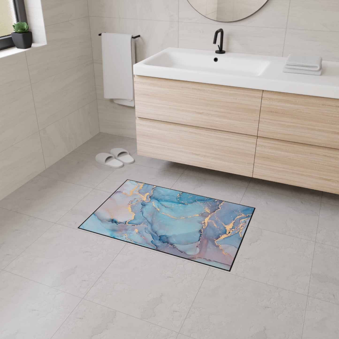 Decorative Heavy Duty Non-Slip Floor Mat Stylish Design Perfect for Entryway Kitchen Décor Marble Agate Design Rug Bathroom Mat