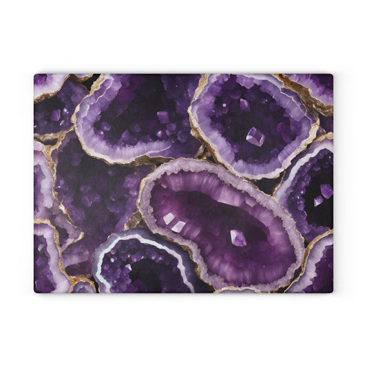 Kitchen Decor Glass Geode-Themed Image Unique Rock Lover Cutting Board Serving Tray Home Cook Gift Colorful Glass Charcuterie Board