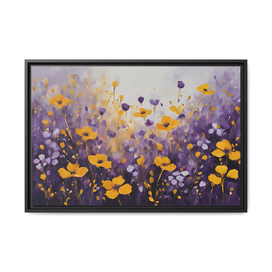Modern Field of Flowers Print Floral Design Unique Framed Canvas Print Wall Art Flower Lover Nature Gift Wildflower Decor 3 frame colors