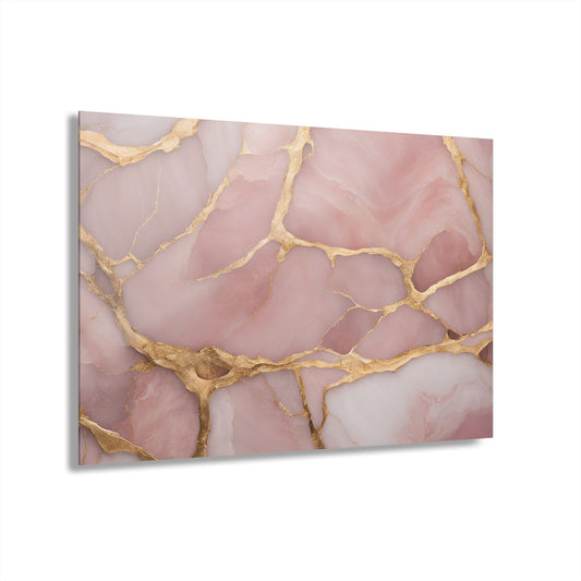 Large Pink Quartz-Inspired Design Acrylic Print with French Cleat Nature Rock Lover Wall Art Lover Gift Artwork Modern Home Decor