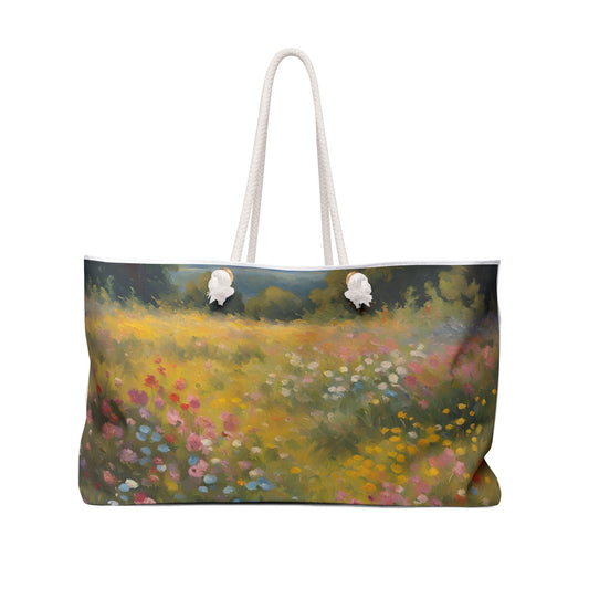 Wildflower Weekender Tote Bag Floral Grocery Bag Wildflower Shopping Bag Cottage Core Gift Bag Boho Bag Daisy Tote Bag Mom Gift