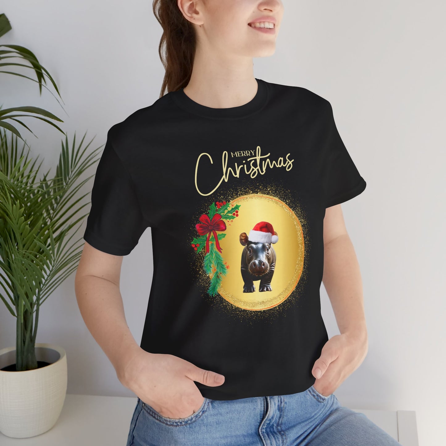 Merry Christmas Hippo T-Shirt | Unisex | Funny | Animal Lover | Ugly Sweater | Holiday gift |