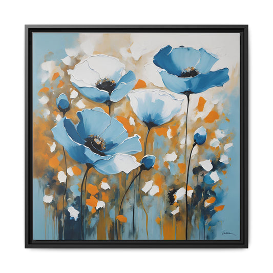 Modern Poppies Print Floral Design Unique Framed Canvas Print Wall Art Flower Lover Gift Nature Lover Gift Wildflower Decor 3 frame colors