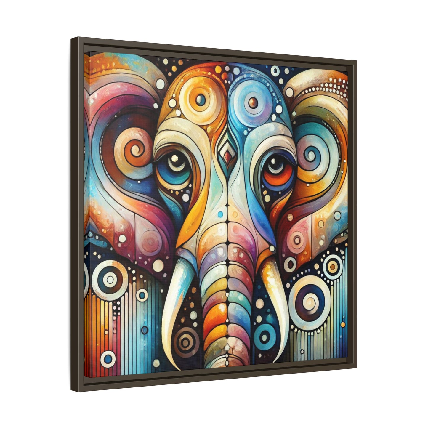 Modern Elephant Face Print Abstract Design Unique Framed Canvas Print African Wall Art Animal Lover Nature Lover Decor 3 frame colors