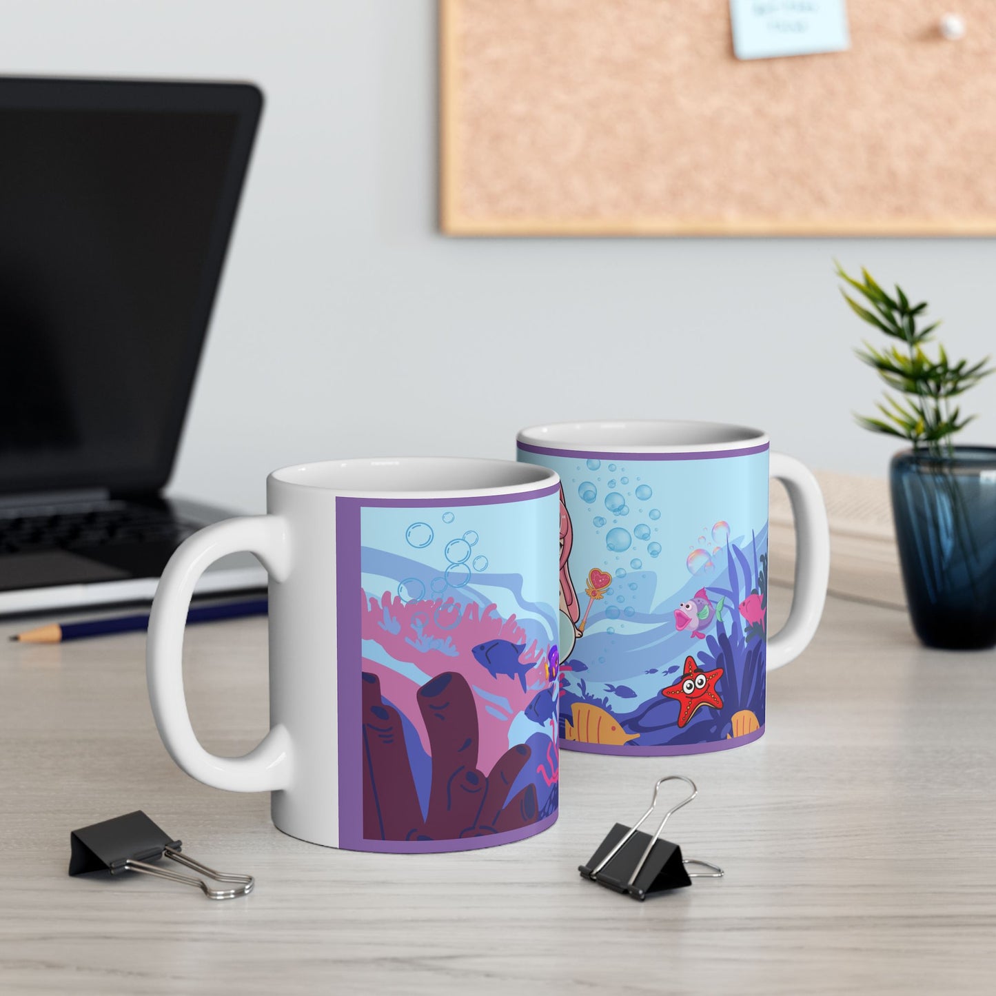 Cute Kitty Mermaid Underwater Anime Design Coffee Tea Mug Gift