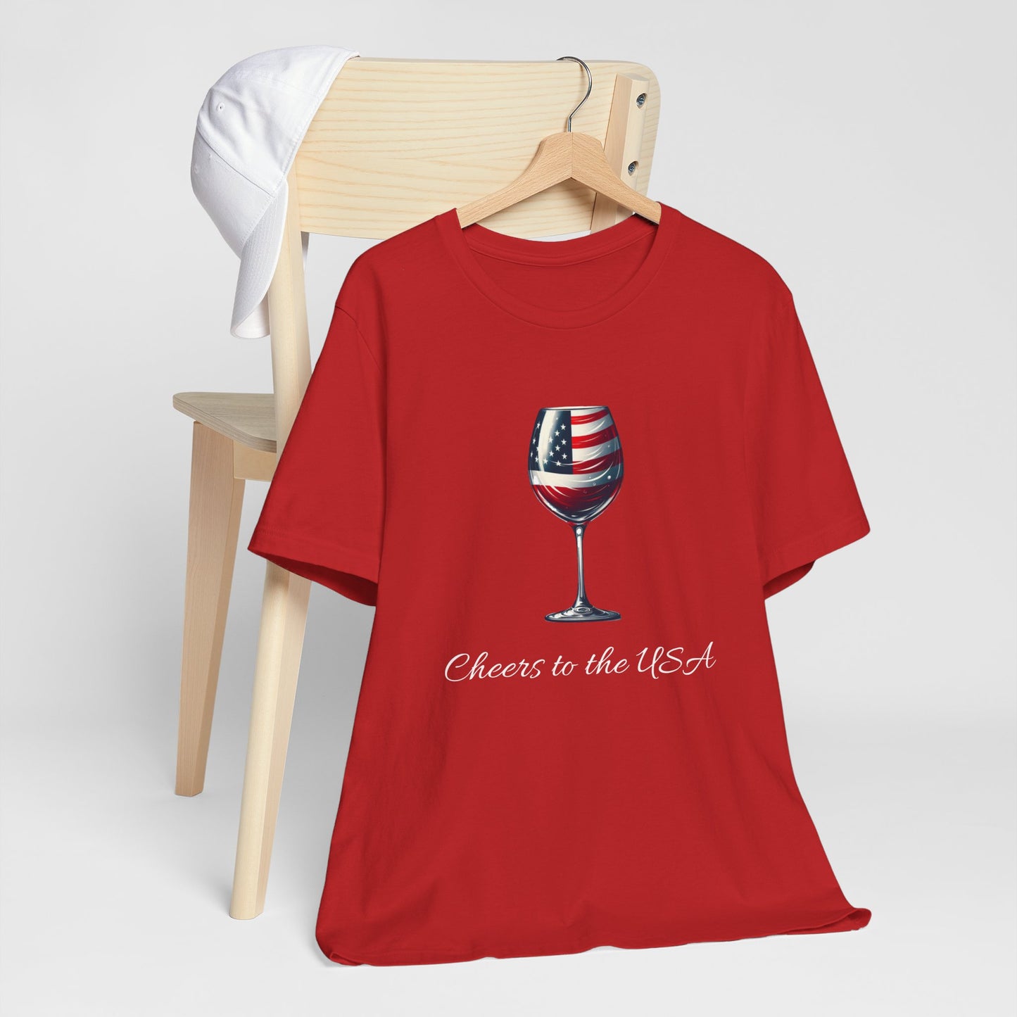 Cheers to USA T-shirt | Patriotic | USA | Wine Lovers | Unisex | Flag | Americana |