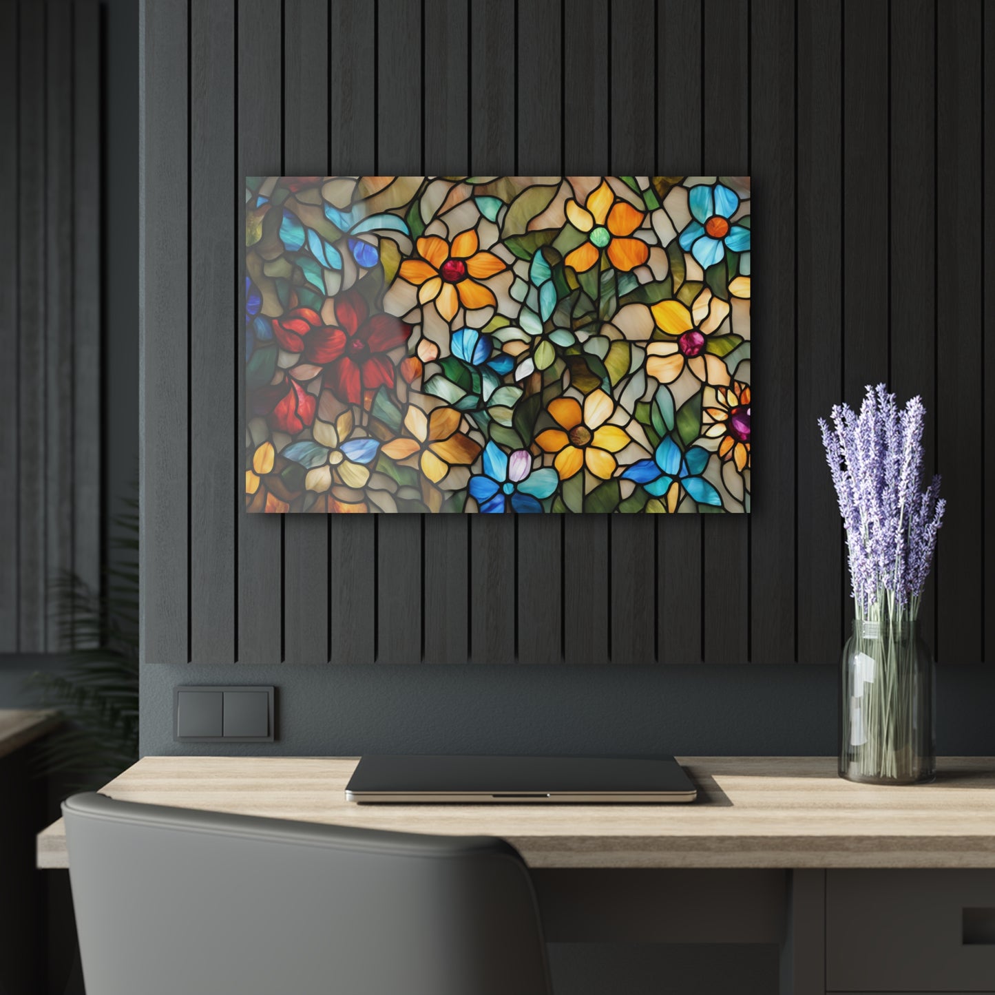 Large Floral Design Acrylic Print with French Cleat Nature Lover Wall Art Flower Lover Gift Outdoors Artwork Modern Garden Home Decor