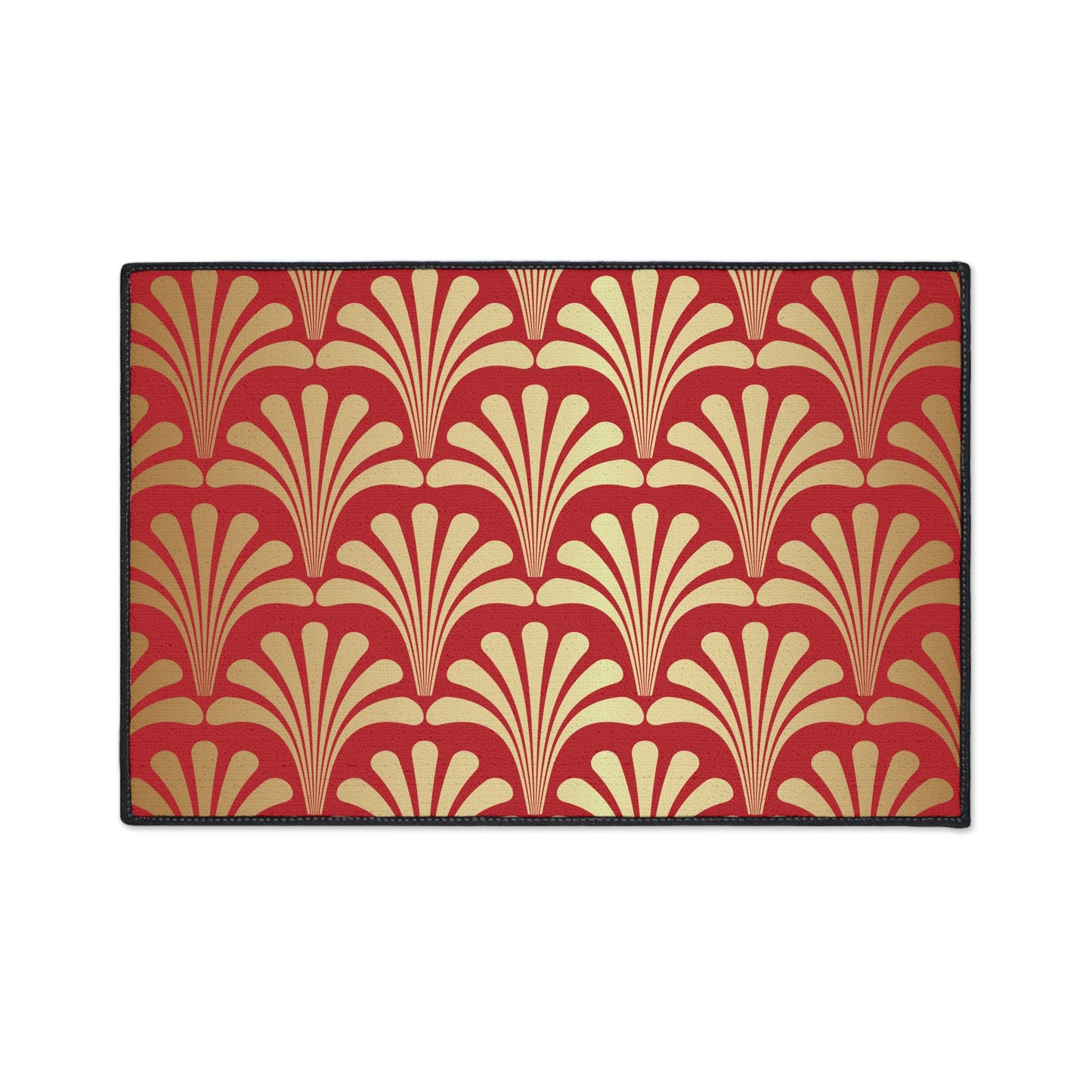 Decorative Heavy Duty Non-Slip Floor Mat Stylish Design Perfect for Entryway Kitchen Décor Red Floral Geometric Design Rug Bathroom Mat