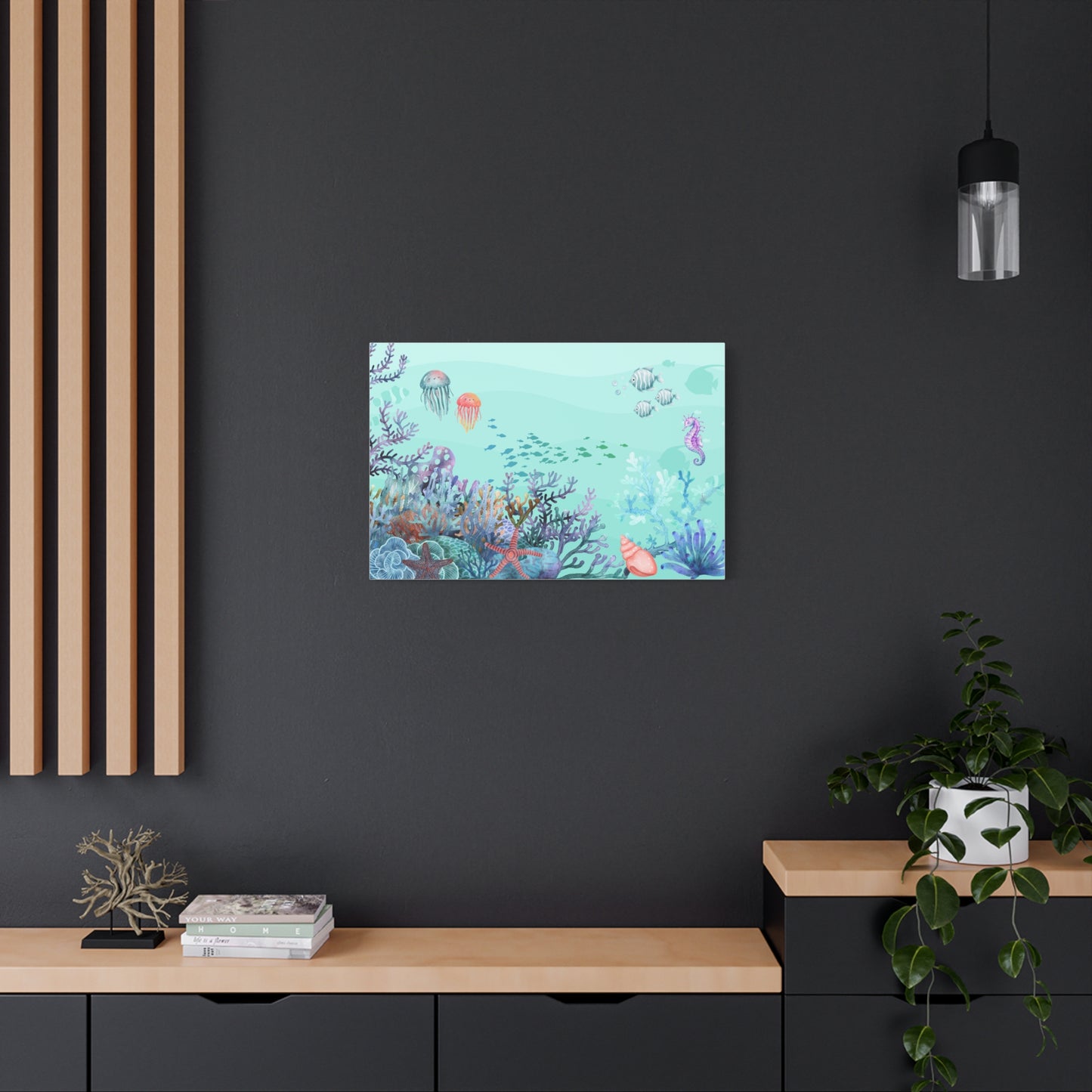 Underwater Print Wall Art | Matte Canvas, Stretched 1.25" | Oceanic | Artwork | Coral | Fish | Jellyfish | Seahorse |