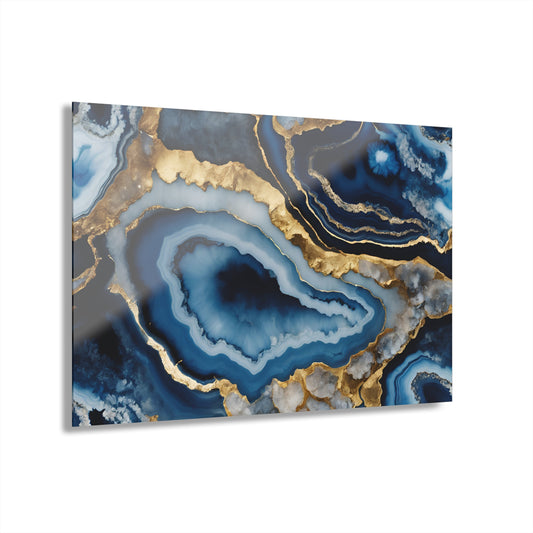 Large Geode-Inspired Design Acrylic Print with French Cleat Agate Marble-look Nature Wall Art Rock Lover Relaxing Artwork Modern Home Decor