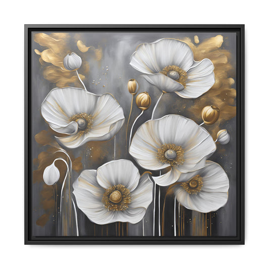Modern Poppies Print Floral Design Unique Framed Canvas Print Wall Art Flower Lover Gift Nature Lover Gift Wildflower Decor 3 frame colors