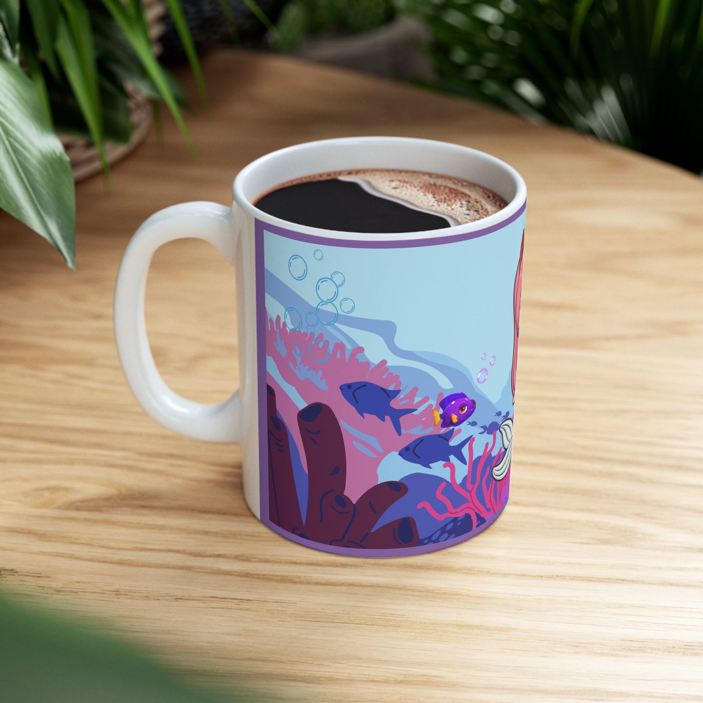 Cute Kitty Mermaid Underwater Anime Design Coffee Tea Mug Gift