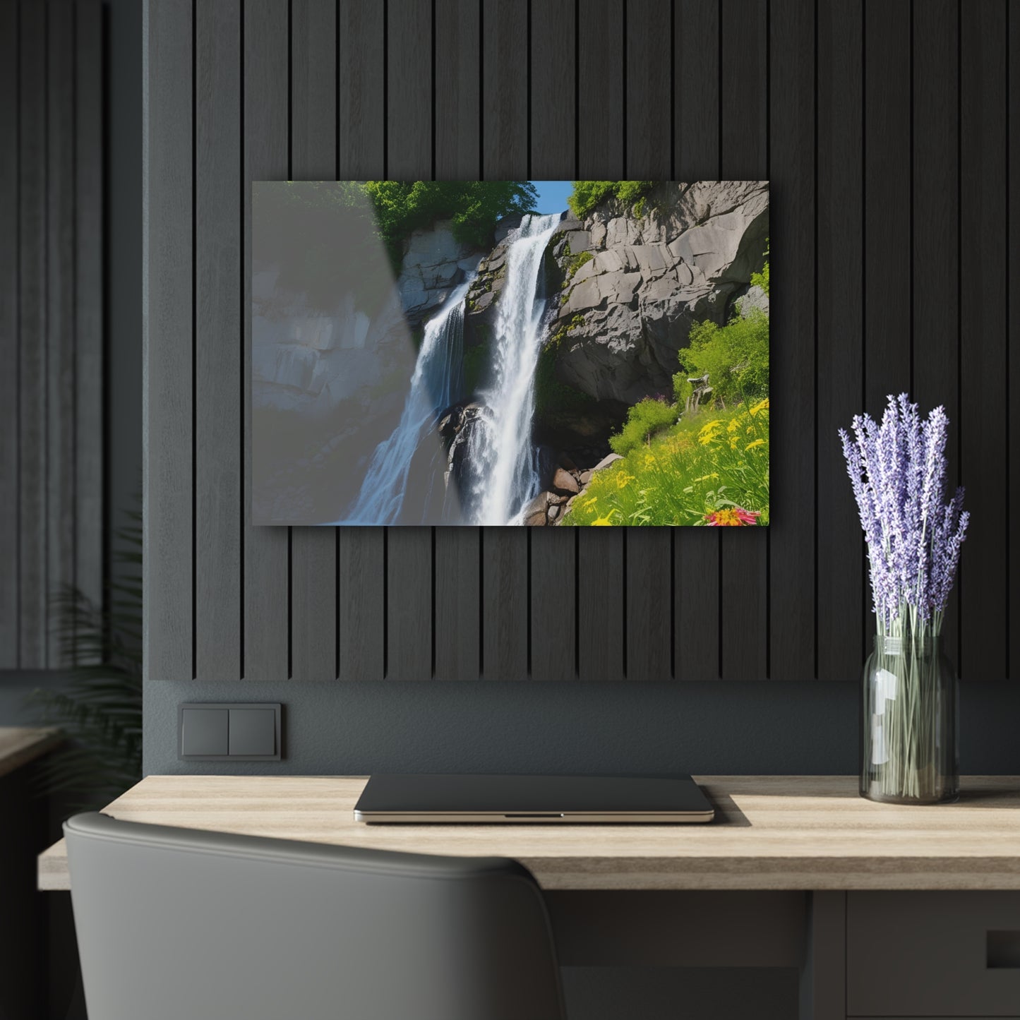Large Waterfall Acrylic Print with French Cleat Nature Lover Wall Art Mountain Life Gift Outdoors Artwork Modern Home Decor