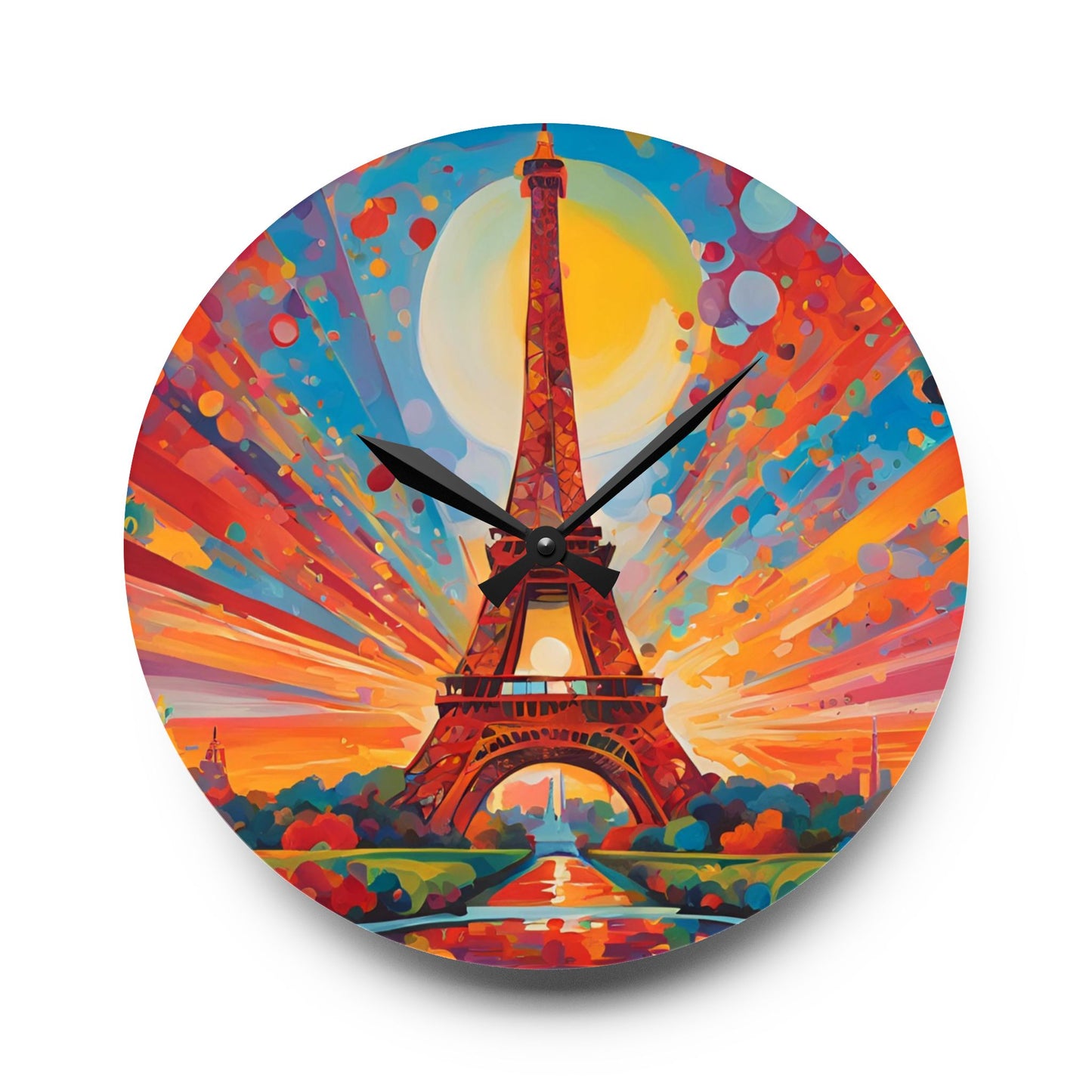Modern Eiffel Tower Design Acrylic Office Clock Unique Colorful Wall Clock for Kitchen or Living Room Paris Lover Francophile Gift