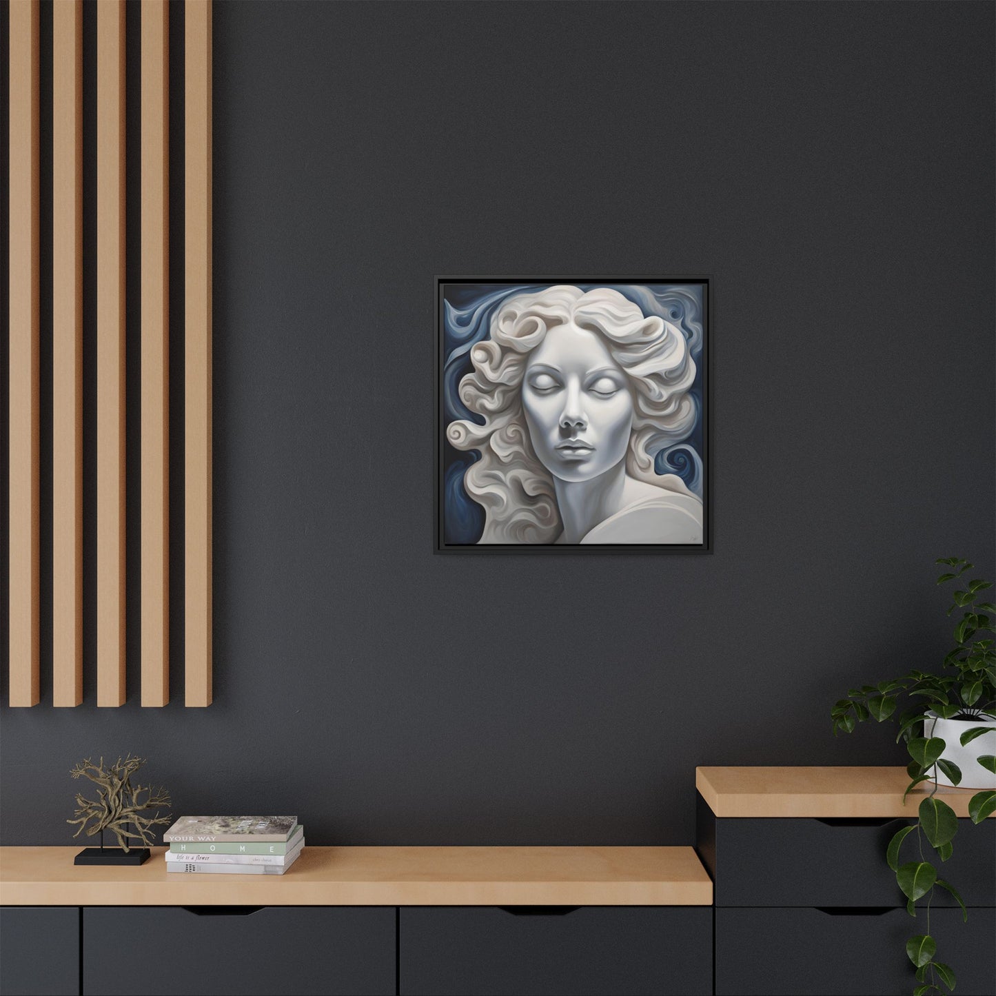 Modern Abstract Woman's Face Design Unique Framed Print Canvas Wall Decor Gift 3 frame colors to chose from