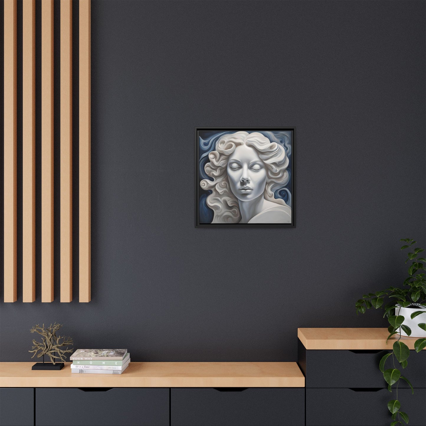 Modern Abstract Woman's Face Design Unique Framed Print Canvas Wall Decor Gift 3 frame colors to chose from