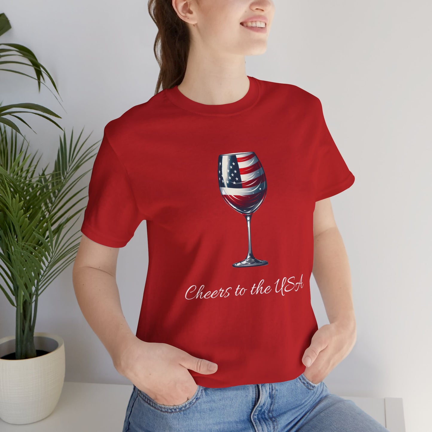 Cheers to USA T-shirt | Patriotic | USA | Wine Lovers | Unisex | Flag | Americana |