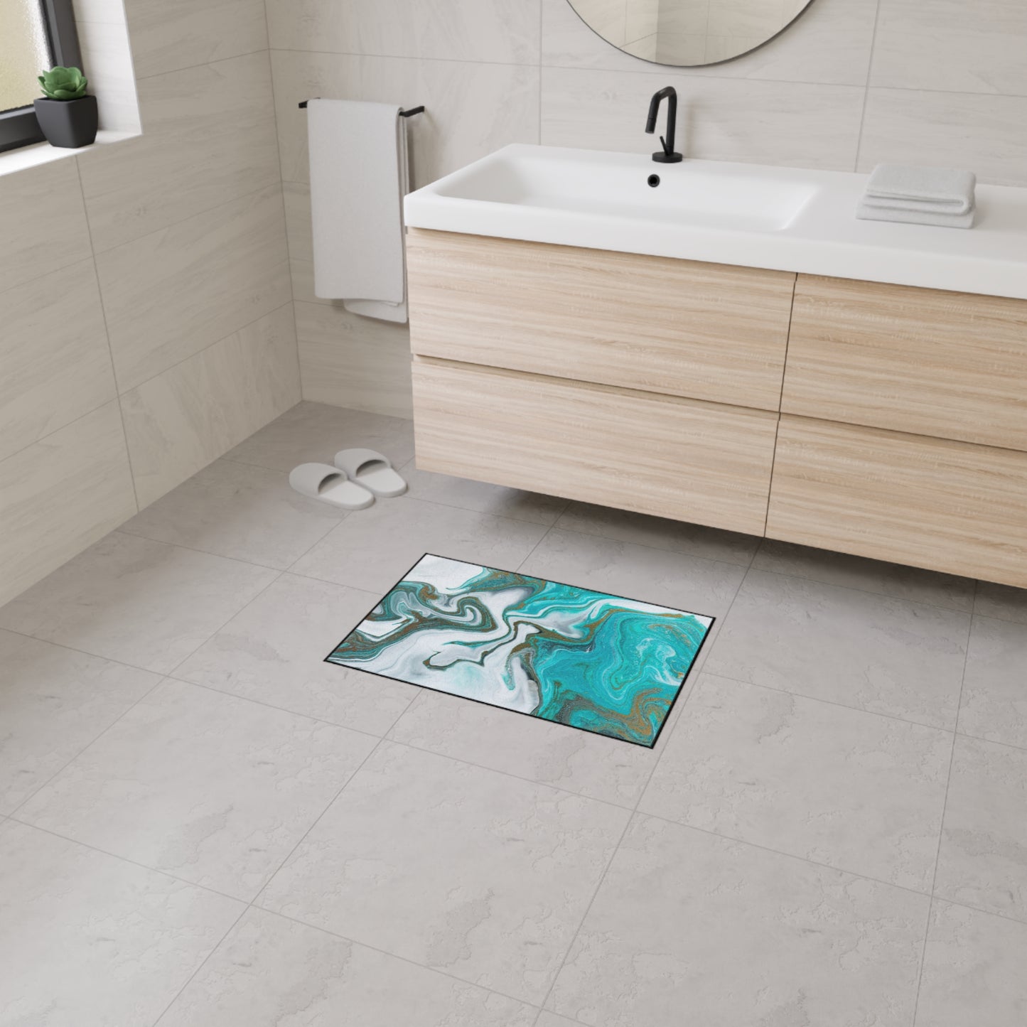 Decorative Heavy Duty Non-Slip Floor Mat Stylish Design Perfect for Entryway Kitchen Décor Marble Agate Resin Pattern Rug Bathroom Mat