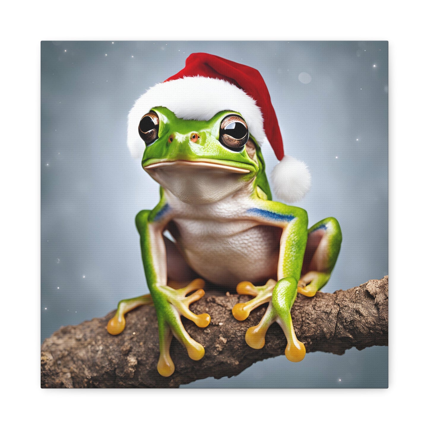 Christmas Tree Frog Print Wall Art | Matte Canvas, Stretched, 1.25" | Santa Hat | Animal Lover | Holiday Gift |