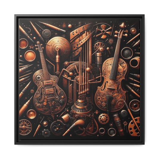 Modern Music-Themed Print Abstract Design Unique Framed Canvas Print Steampunk Wall Art Music Lover Gift Decor 3 frame colors