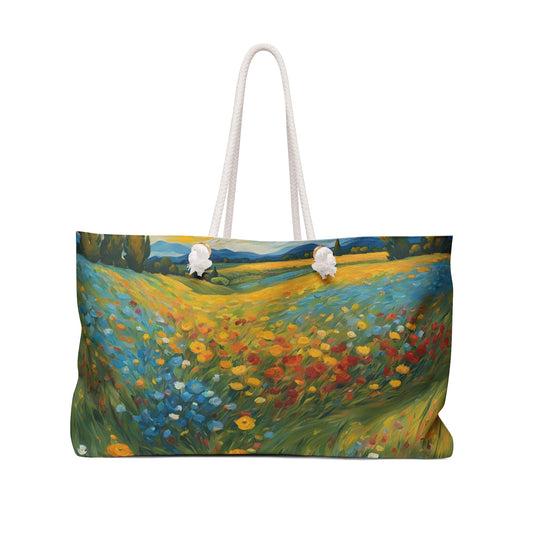 Wildflower Weekender Tote Bag | Beach Bag | Shopping Bag | Boho | Cottage Core | Floral | Landscape |