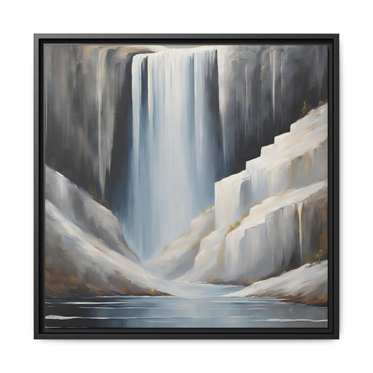 Modern Abstract Waterfall Design Unique Framed Canvas Wall Art Ocean Beach Gift Nature Lover Gift Mountain Landscape Gift 3 frame colors