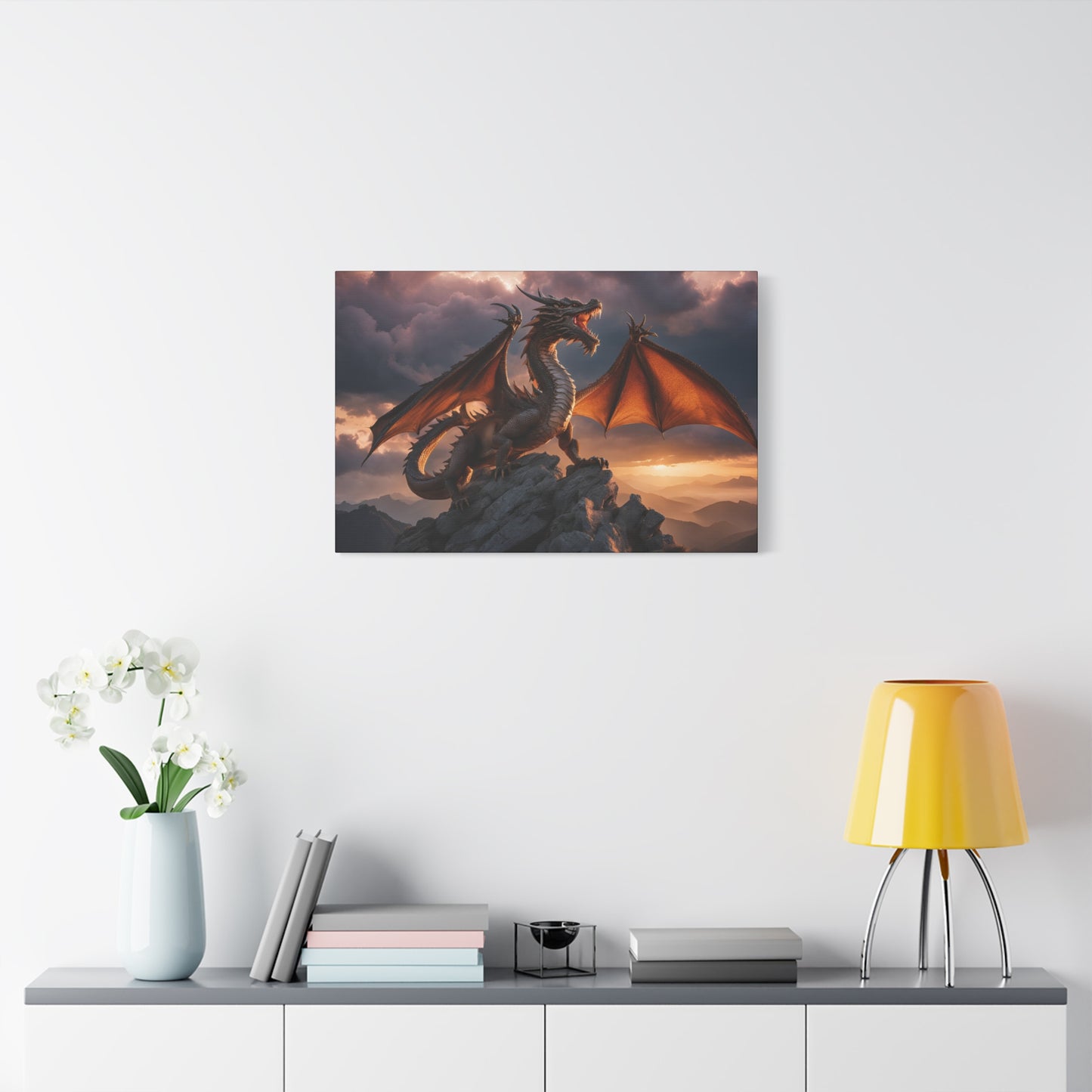 Dragon Print Wall Art | Matte Canvas, Stretched, 1.25" | Anime | Fantasy |