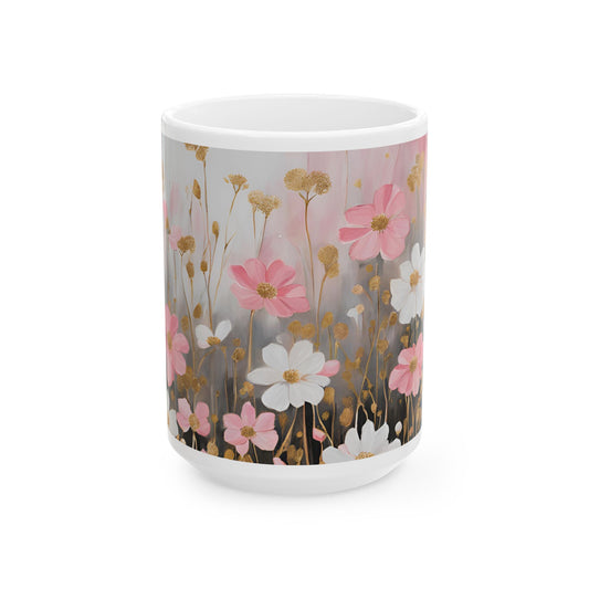 Boho Wildflowers Cottagecore 15-oz Coffee Mug Pressed Flowers Pastel Floral Nature Mug Wildflower Tea Cup Flower Garden Lover Gift for Her