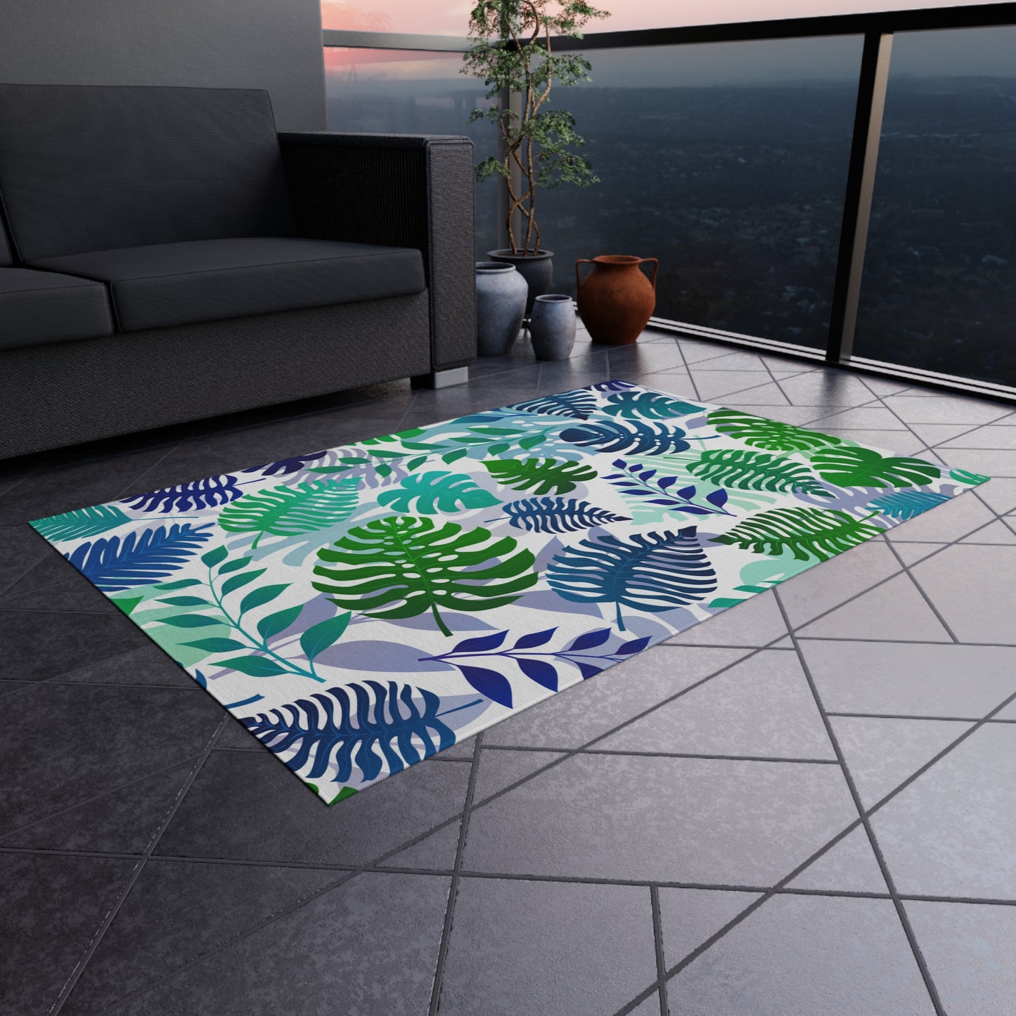 Tropical Chenille Outdoor Rug with No-Skid Backing Cozy Outdoor Carpet Patio Decor Hawaiian Floral Beachy Gazebo Rug Pool Area Decor