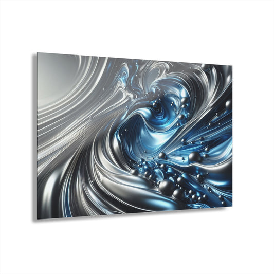 Large Modern Acrylic Print with French Cleat Liquid Metal Waves Design Wall Art Gift Outdoors Artwork Modern Home Decor