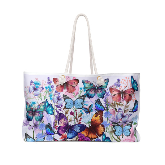 Butterfly Garden Weekender Tote Bag | Beach Bag | Tote Bag | Shopping Bag | Boho | Cottage Core | Wildflowers |