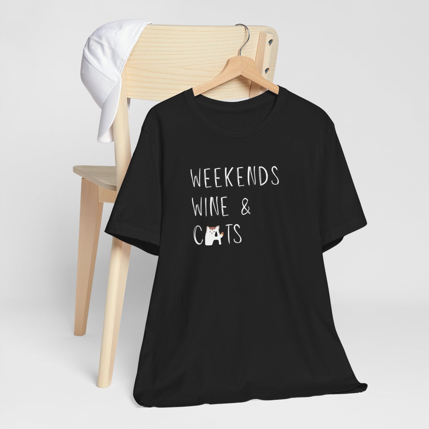 Weekends Wine and Cats T-shirt | Unisex | Funny | Culinary | Foodie | Wine Lover | Cat Lover |