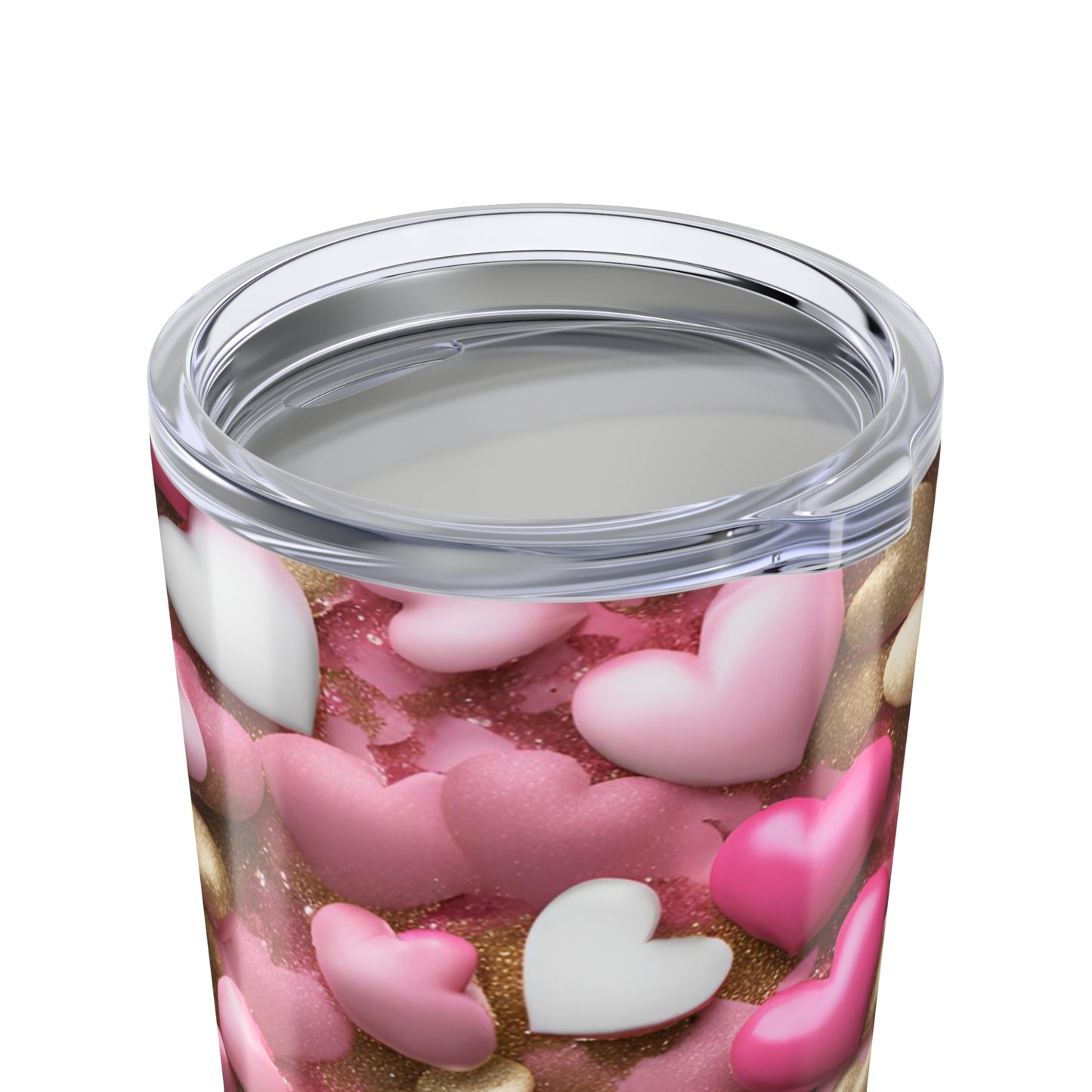 Pink and Gold Pearl Hearts Tumbler Valentine's Gift for Her Love Friendship Gift Tumbler Gemstone Lover Rhinestone Crystal Design Tumbler