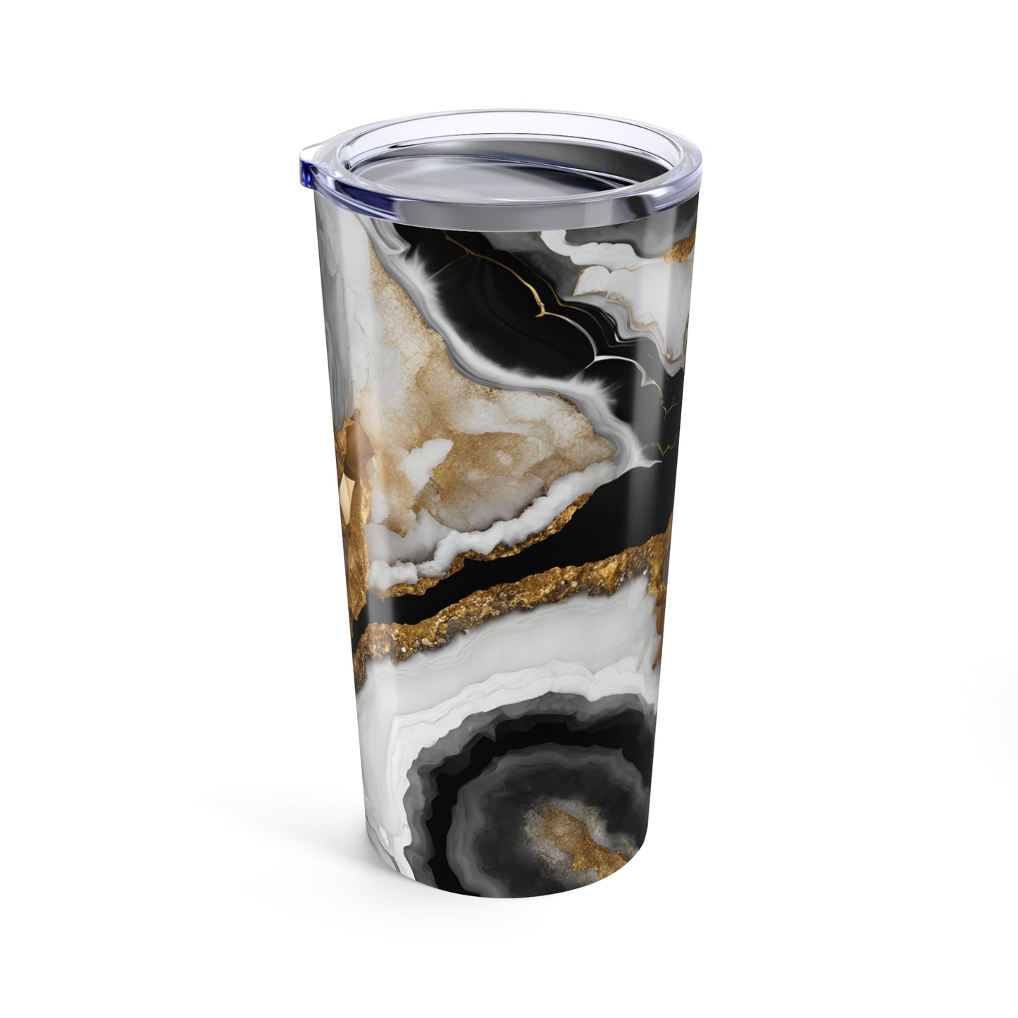 Black, White and Gold Geode Design 20 oz Tumbler Nature Lover Gift Geology Rock Lover Insulated Stainless Hot or Cold Marble Design Tumbler