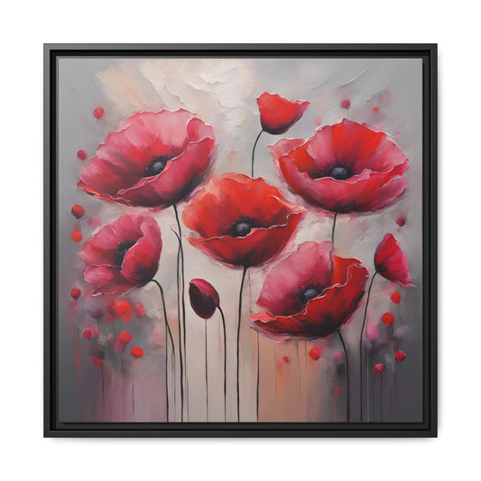 Modern Poppies Print Floral Design Unique Framed Canvas Print Wall Art Flower Lover Gift Nature Lover Gift Wildflower Decor 3 frame colors