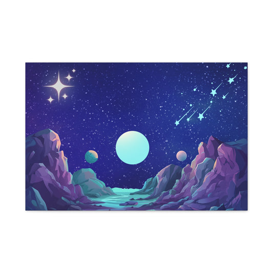 Interstellar Print Wall Art | Matte Canvas, Stretched, 1.25" | Anime | Gothic | Sci-fi | Space | Moon | Stars |